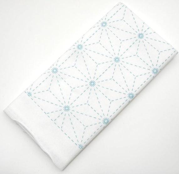 Sashiko Dish Towel, White, Asanoha, Hemp Leaf Sampler - Sashiko