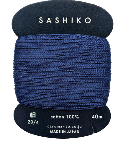 Daruma Sashiko Thread 40m - Fine - Indigo Blue - 215 - Sashiko