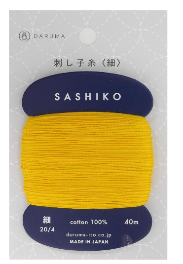 Daruma Sashiko Thread 40m - Fine - Sunflower- 204 - Sashiko