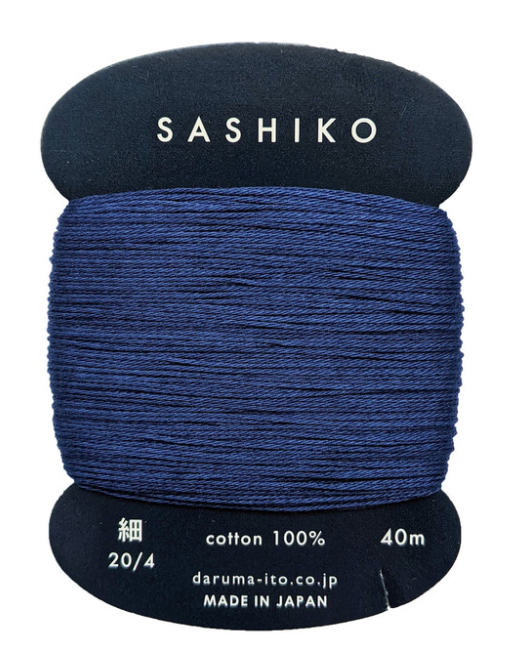 Daruma Sashiko Thread 40m - Fine - Navy Blue - 215 - Sashiko